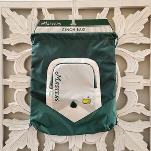 Masters Green and White Cinch Bag